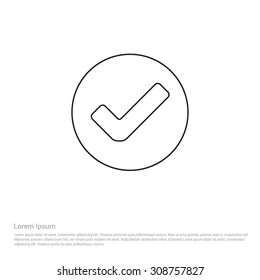 Ok Tick in circle Outline Icon, Vector Illustration, Flat pictogram icon