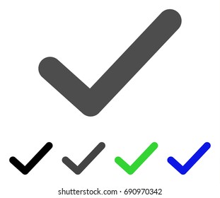 Ok Tick flat vector pictograph. Colored ok tick, gray, black, blue, green icon versions. Flat icon style for web design.