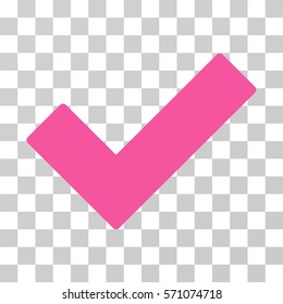 Ok Tick icon. Vector illustration style is flat iconic symbol, pink color, transparent background. Designed for web and software interfaces.
