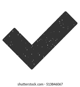 Ok Tick rubber seal stamp watermark. Icon vector symbol with grunge design and dirty texture. Scratched gray ink sticker on a white background.