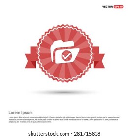ok Tick Select Folder icon - abstract logo type icon - Retro vintage badge and label red background. Vector illustration