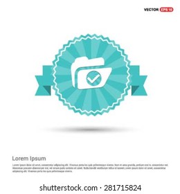 ok Tick Select Folder icon - abstract logo type icon - Retro vintage badge and label turquoise background. Vector illustration