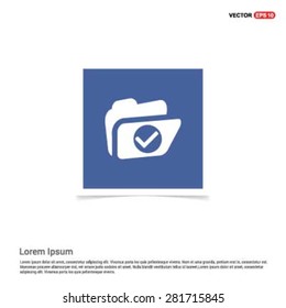 ok Tick Select Folder icon - abstract logo type icon - blue sticker background. Vector illustration