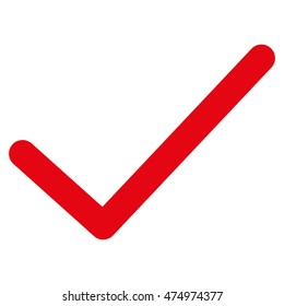 Ok Tick vector icon. Style is outline flat icon symbol, red color, white background.