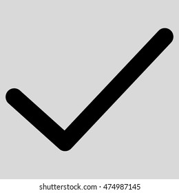 Ok Tick vector icon. Style is linear flat icon symbol, black color, light gray background.