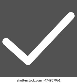Ok Tick vector icon. Style is linear flat icon symbol, white color, gray background.
