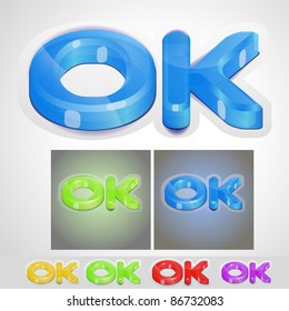 OK  transparent glass button, can be placed on any background