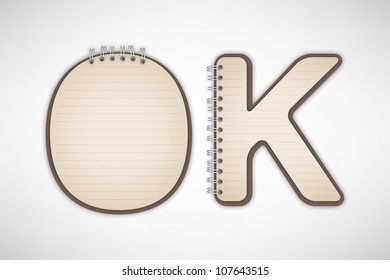 Ok Typographic Notebook Vector