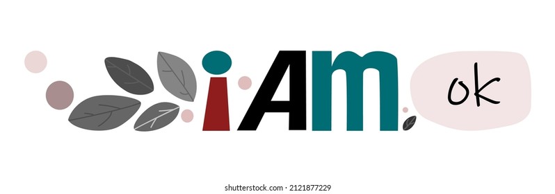 Estoy bien arte vectorial Cartas coloridas. Palabras de fomento de la confianza, frase para el crecimiento personal. camisetas, afiches, afirmación de autoayuda inspirando tipografía motivadora.