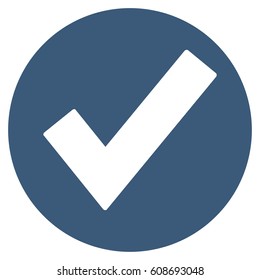 Ok vector icon. Flat blue symbol. Pictogram is isolated on a white background. Designed for web and software interfaces.