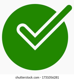 Ok vector icon. Flat green symbol. Check mark icon design. Confirmations. The choice. Notification.  