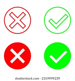 Aceptar conjunto de iconos vectoriales. Marcar la colección de signos de ilustración. Sí y sin símbolo ni logotipo.