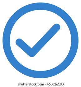Ok vector icon. Style is stroke flat icon symbol, cobalt color, white background.