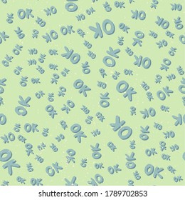 Ok. Vector seamless pattern with calligraphy hand drawn text. Good for wrapping paper, wedding card, birthday invitation, pattern fill, wallpaper