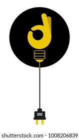 OK vector sign. Bulb icon. Creative vector.