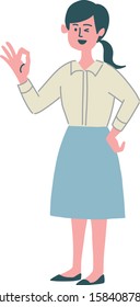 ok woman gesture illustration simple