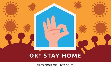 OK Work from Home prevent Covid-19 or Corona Viruses.People keeping distance infection risk and disease Wearing a face mask in public to prevent infection.Concept of health care and social concern