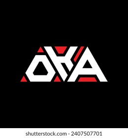 OKA triangle letter logo design with triangle shape. OKA triangle logo design monogram. OKA triangle vector logo template with red color. OKA triangular logo Simple, Elegant, and Luxurious design.
