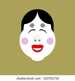 Okame mask - a representation of a typically lovely, always cheerful Japanese woman