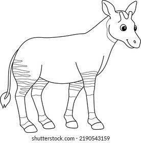 Okapi Animal Isolated Coloring Page for Kids