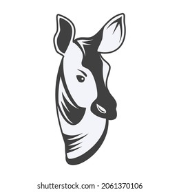 Okapi head design. Animal of Africa. Okapi or zebra giraffe silhouette. Vector image