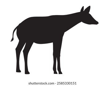 Okapi Silhouette Illustration, Black and White, Endangered Species Art