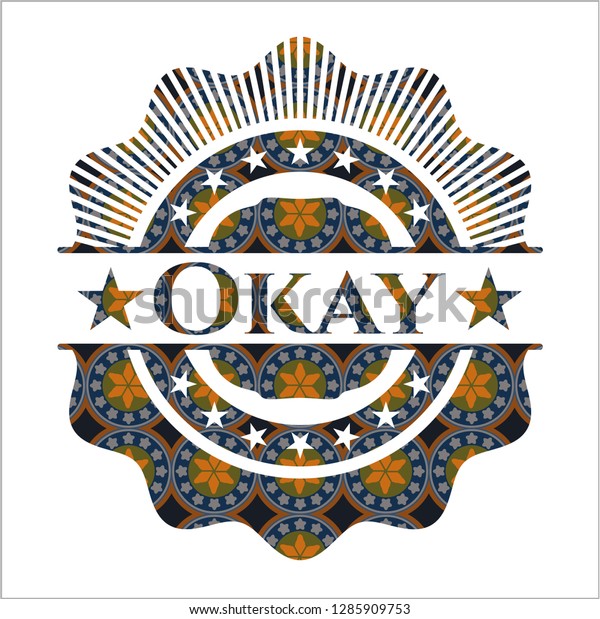 Okay Arabesque Badge Arabic Decoration Stock Vector Royalty Free 1285909753