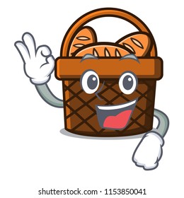Okay bread basket character cartoon