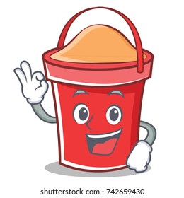 Okay bucket character cartoon style