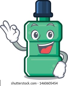 Okay cartoon mouthwash in the a bathroom