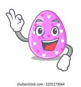 Okay cartoon shape easter color on eggs