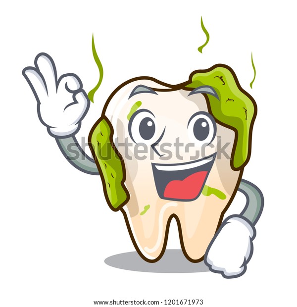 Okay Cartoon Unhealthy Decayed Teeth Mouth Stock Vector (Royalty Free ...