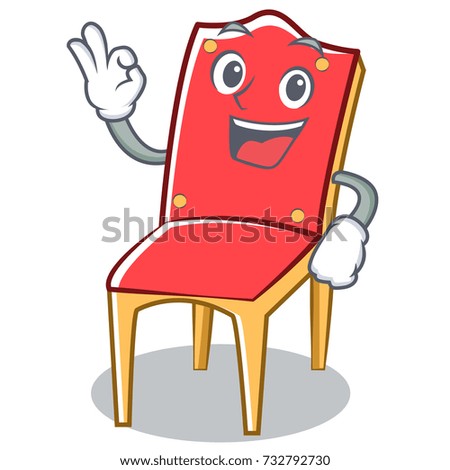 Okay chair character cartoon vector art illustration