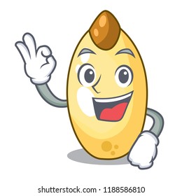 Okay character brown cedar nut fruit on plate