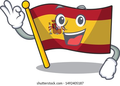 Okay character spain flag is stored cartoon drawer