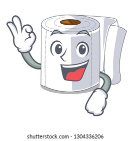Okay character toilet paper rolled on wall