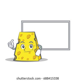 Okay cheese character cartoon style with board