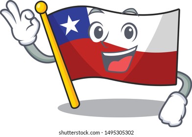 Okay Chile flag isolated cartoon