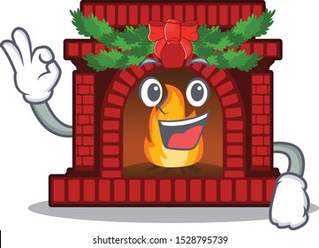 Okay christmas fireplace in the cartoon shape