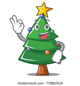Okay Christmas tree character cartoon