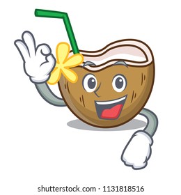 Okay cocktail coconut character cartoon