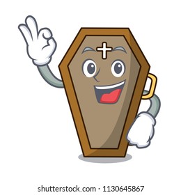 Okay coffin character cartoon style vector illustration