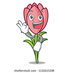 Okay crocus flower character cartoon