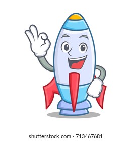 Okay cute rocket character cartoon