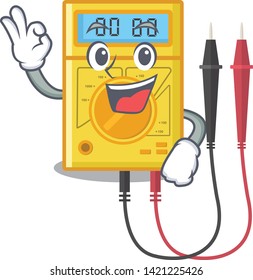 Okay digital multimeter isolated with the character