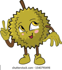 Okay Durian Character - Funny Cartoon Style (Write Background)