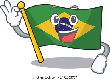 Okay flag brazil isolated with the cartoon