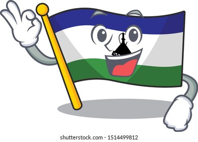 Okay flag lesotho hoisted on cartoon pole