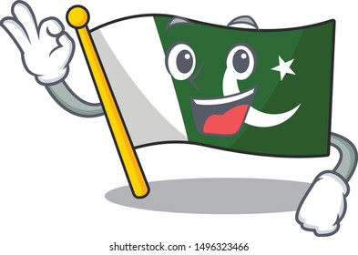 Okay flag pakistan character in shaped mascot