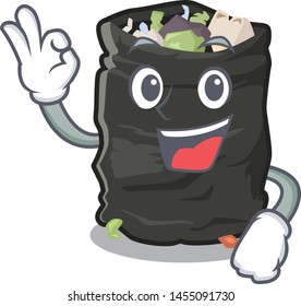 Okay garbage bag in the cartoon shape